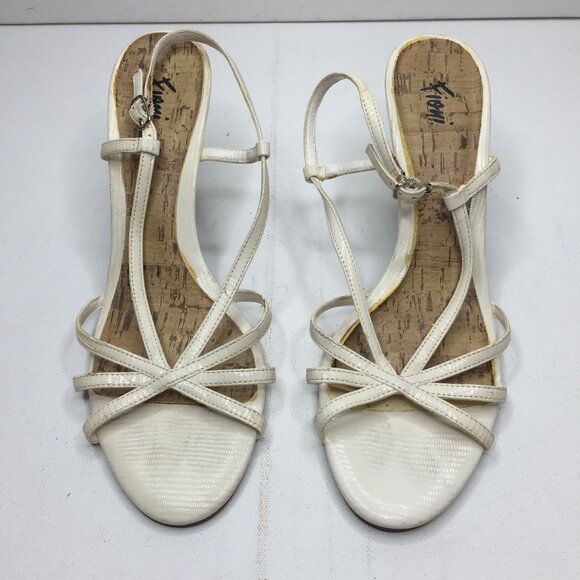 Fioni Womens White Heel Slingback Sandal 77534-10 Spring Summer Casual Size 10 - Picture 2 of 9
